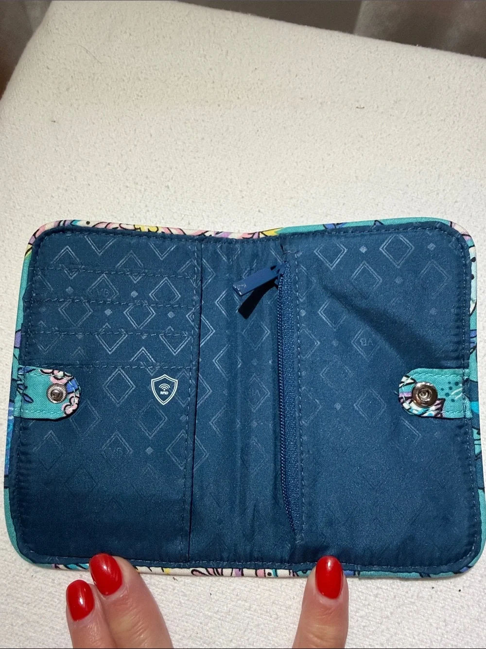 Vera Bradley Teal Floral Card Wallet